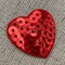 Set of 10, 1" Sequin Red Heart, Valentine, Embroidered, Iron on Patch